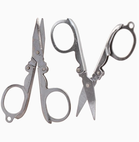 Folding Scissors, 2Pcs Stainless Steel Folding Scissors Pocket Portable Foldable Travel Scissors Small Craft Cutter, Silvery...