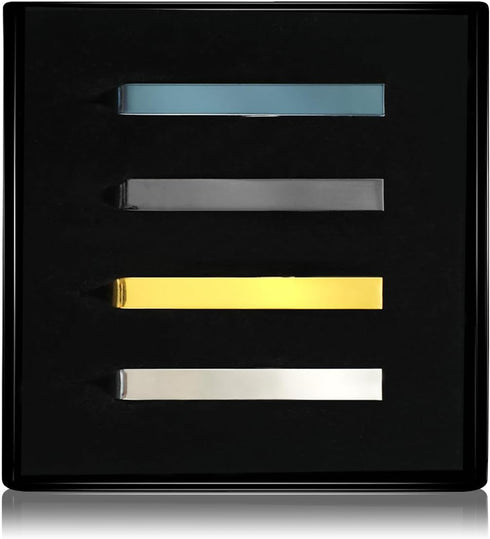 Roctee 4pcs Skinny Tie Clips for Men 1.69 Inch, Tie Clip Tie Bar Tie Bars Pins Clasps Set for Regular Ties Short Slim Thin Ties with Box Black Blu...