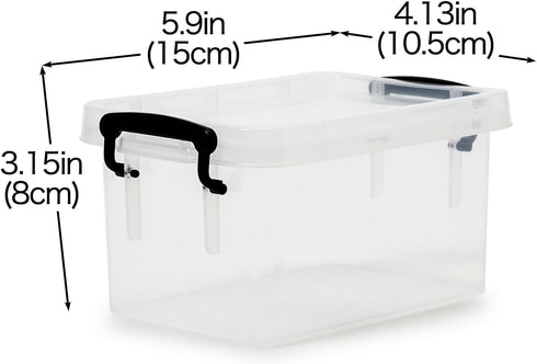 EZOWare Small Clear Plastic Lidded Storage box, 0.7 Quart Small Baskets Organizer Bin Boxes with Lids - 6x4x3 inch, 6 Pack...