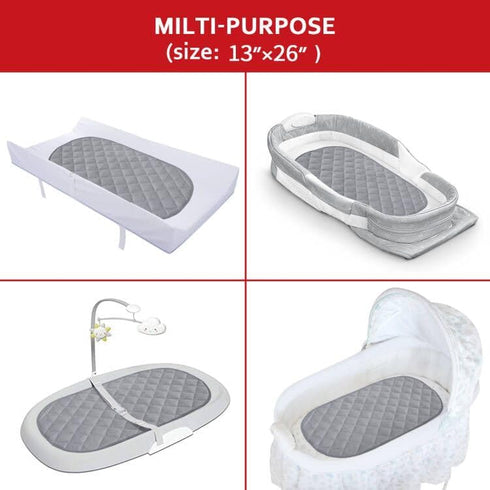 Diaper Changing Pad Liner Non-Slip, Waterproof Terry Mat Changing Pad Cover Liner, Quilted Absorbent Bassinet Liners Washable, 3 Pack 13"x 26" Reu...