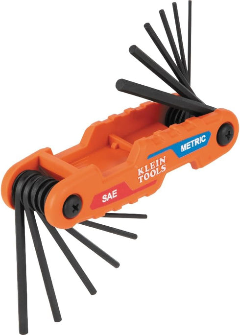 Cmpct Folding Hex Key Set 12-Key SAE Metric Sizes...