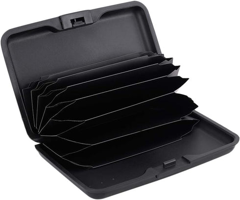 ELFISH Mini RFID Aluminum Wallet Credit Cards Holder Business Card Case Metal ID Case for Men Women (Black)...