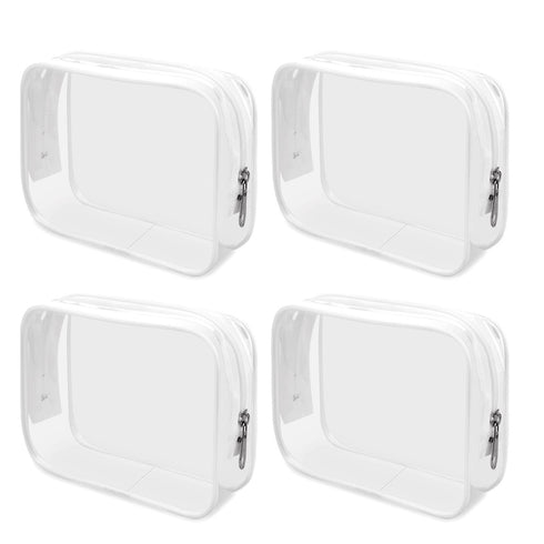 Wedama TSA Approved Toiletry Bag, Cosmetic Bags 4 Pack with Zipper Carry on Airline Airport Travel Accessories, PVC Makeup Bags for Travel, Quart ...