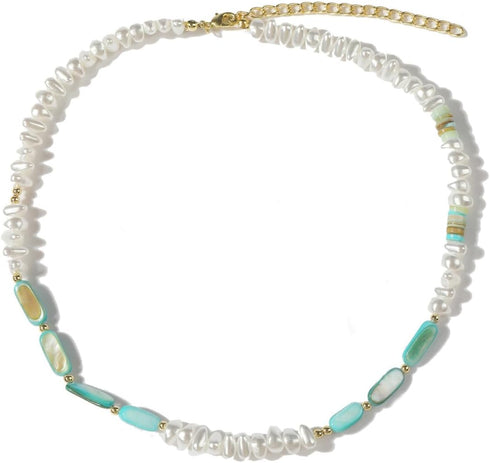 Pearl Choker Necklaces for Women Colorful Beaded Necklace Trendy Pearl Choker Necklace Boho Summer Necklaces Beach Jewelry...