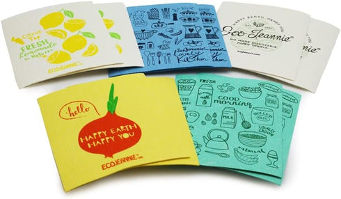 (10 Pack) Eco-Friendly Reusable German Cleaning Cloth 100% Biodegradable Cellulose Sponge Cloths, Kitchen Cloths, GMO-Free, Reusable - Made in Ger...