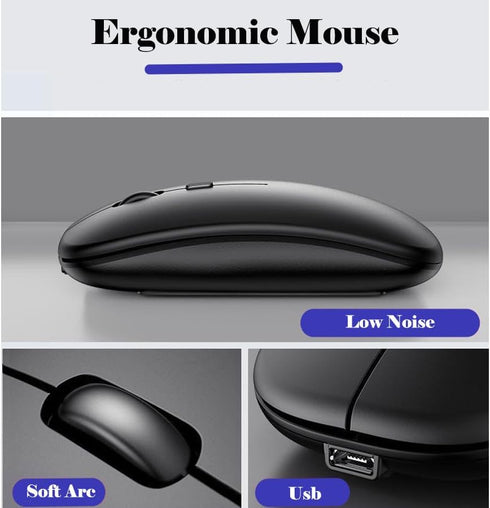 Computer Keyboard and Mouse Combo, Ultra Thin Wireless Keyboard with 3 Adjustable DPI Mouse, Bluetooth Keyboard and Mouse Compatible with PC Lapto...