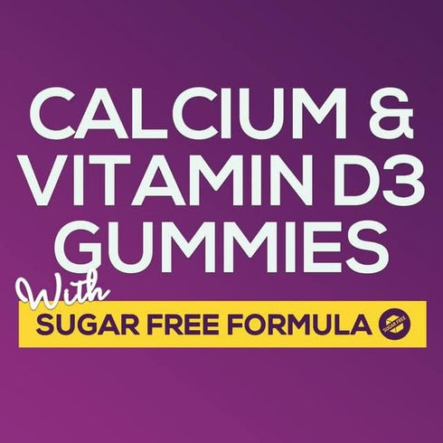Sugar Free Calcium Gummy Bites Plus 400 IU Vitamin D3, Bone Health & Immune Support - Chewable Calcium Nutrition Supplement, Non-GMO, Orange Flavo...