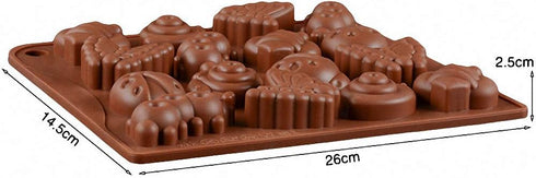 2Pcs 16 Cavity Insect Silicone Molds Butterfly Snail Ladybug Bee Bug Chocolate Candy Mold Insects Crayon Wax Melt Mini Soap Mould Ice Cube Tray (R...