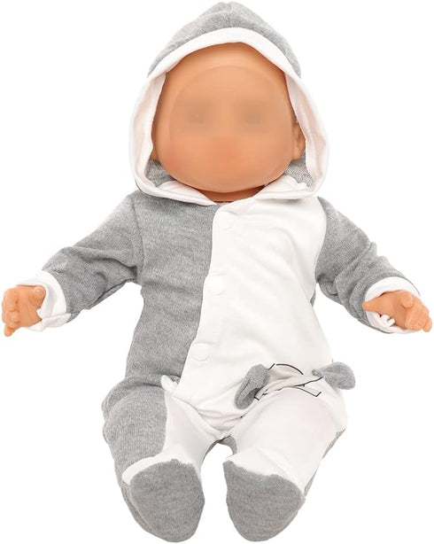 Miunana 13-15 Inch Baby Doll Clothes Elephant Pajamas Outfit 1pcs for New One Year Old 15 Inch Small Baby Doll Clothes Grey and White Doll Pajamas...