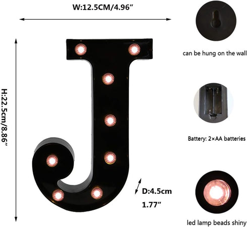 Light Up Black Alphabet Marquee Letters Sign LED Marquee Number Lights Sign for Night Light Home Bar Christmas Lamp Wedding Party Birthday Decorat...
