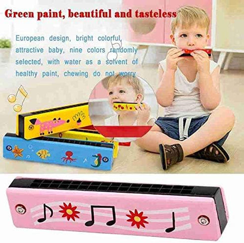 4Pcs Wooden Painted Toy Musical Instrument Play16-Hole Harmonica Parent-Child Puzzle Baby Early Education Toys for Children Gift (Random Color)...