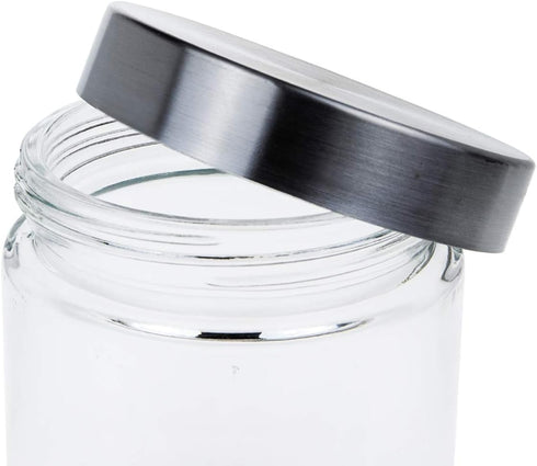 Lawei 6 Pack 27 Oz Clear Glass Jars with Stainless Steel Lids - Glass Food Canister Set Food Storage Jars for Cookie Rice Beans Pasta Snacks...