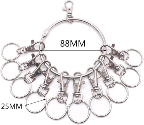 1PC Portable Metal Ring Key Organizer Holder with Swivel Clasps Janitor Key Ring for Warehouse Office School Home Use, Silver...