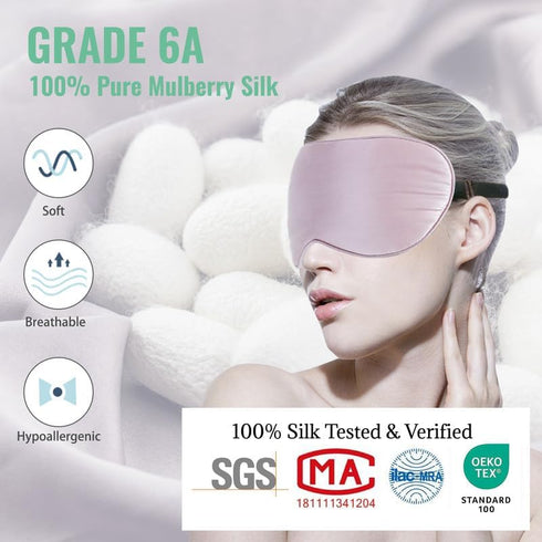 BeeVines Sleep Mask, 2 Pack 100% Real Natural Pure Silk Eye Masks with Adjustable Strap for Sleeping, Mulberry Silk Eye Sleep Shade Cover, Block L...