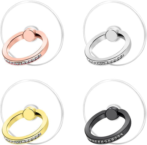 Transparent Cell Phone Ring Stand Holder Phone Ring Holder Finger Grip Loop Finger Ring Stand (Black Sliver Gold Rose Gold (Round))...
