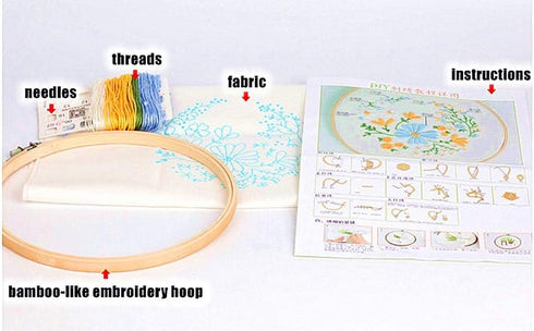 Embroidery Kit, Squirrel Lavender Flowers Garden Awesocrafts Full Range of Embroidery Starter Kits for Beginners Adults Kids DIY Handmade Easy Pat...