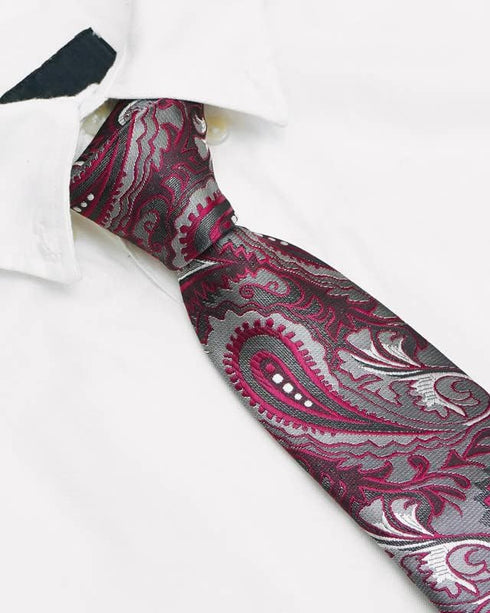 Paisley Ties For Men – Tie Set With Pocket Square Cufflinks & Flower Brooch Pin For Mens (APN1) (Pack of 4)...