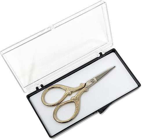Small Embroidery Scissors With Case - Imperial Gold Decorative Handle Design, 3.5 in....