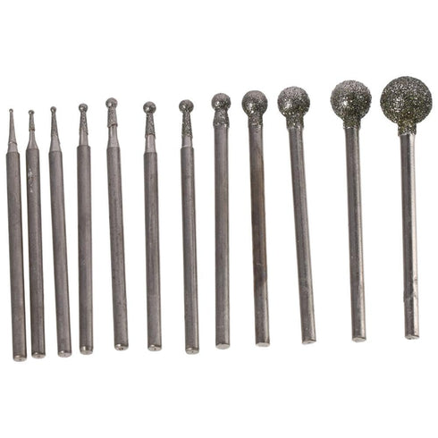 Polishing Kits 12pcs Corundum Metal Carving F Needle Diamond Burr Bits Industry Tool Diamond Grinding Head Stone Ceramic Glass Carving...