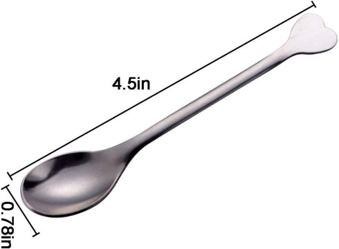 Mini Dessert Spoons Set of 10, Stainless Steel Demitasse Spoons Mini Espresso Coffee Spoons, Small Spoons for Dessert, Tea, Appetizer - Heart-shap...
