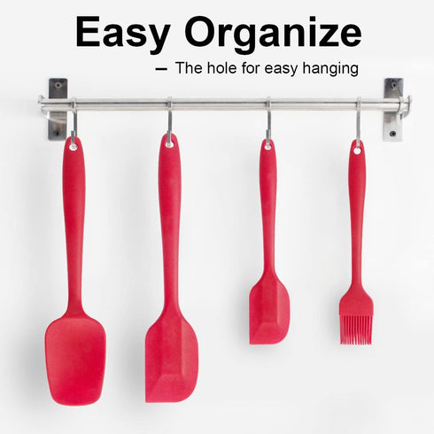 Rubber Spatula Silicone Spatulas Heat Resistant with Stainless Steel Core Spatulas for Cooking Baking Nonstick Kitchen Spatula Utensils Red Spatul...