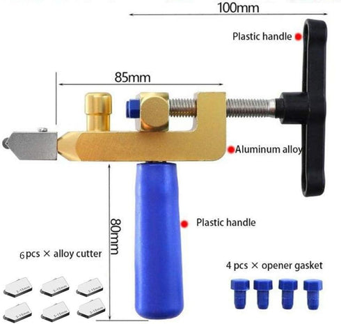 Glass Tile Cutter, New Design 2 in 1 Glass Cutting Tool with Extra 6 Cutter Blades Glass Tile Cutter for Glass, Mirror, Ceramic Tile, Glazed Tiles...
