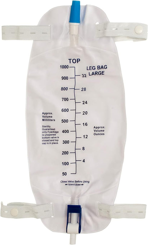 3 Pack ViDava Leg Bag Urinary Drainage Bag, 32 Oz with 3 18” Tubings, Anti-Reflux Valve, Cloth Straps, Easy flip Drain and 1 Delux Leg Strap...