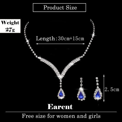 EARENT Bridal Rhinestone Jewelry Set Bride Wedding Necklace Earrings Sets Crystal Choker Necklaces Tassel Dangle Earring Costume Prom Jewelry for ...