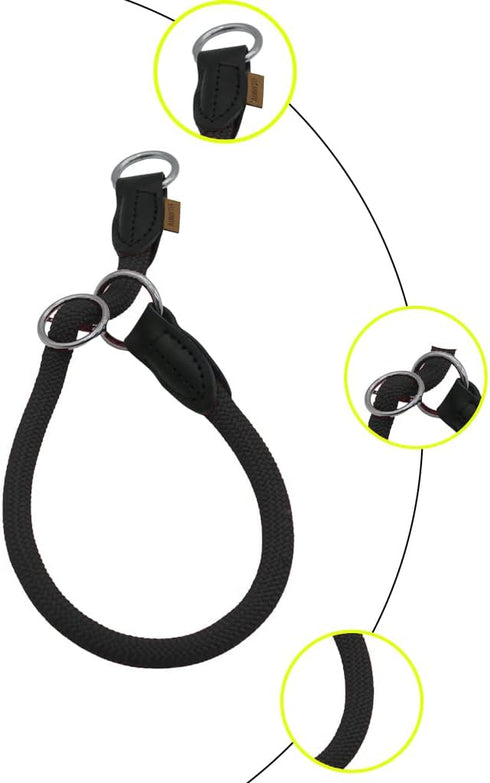 Braided Collar, Pro Training Dog Collar, No Pull Round Collar, Slip Collar with Slidable Stop Ring - Ideal for Medium/Large Dogs (M+(1/2") - 18" L...