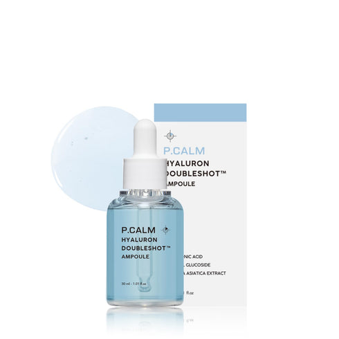 P.CALM Hyaluron Doubleshot Ampoule 30ml | Vegan Deep Hydrating Facial Serum with Hyaluronic Acid, Gryceryl Glucoside, Centella Asiatica for Sensit...