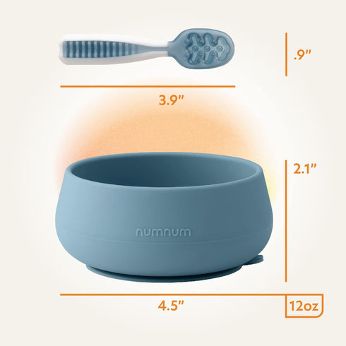 NumNum Suction Bowl + Pre-Spoon GOOtensils Self Feeding Set for Babies & Toddlers | Baby Spoon Set (Stage 1+ 2) | 100% Food Grade Silicone BPA-Fre...