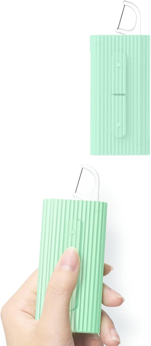 WhiteGreen Floss Picks Potrable Case-LIAMOSS Dental Floss-Floss Dispenser,2 Case Upgrade Reusable Portable Floss Dispenser,20 Count Travel Dental ...