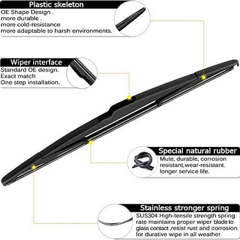 OEM Quality Replacement For 2008-2015 Dodge Grand Caravan 2008-2009 Chrysler Town and Country-Rear Windshield Back Wiper Arm blade Assembly...