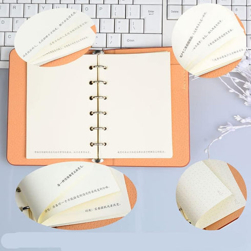 2-Pack 6 Ring Binder Cover, leather A7 Binder Notebook Cover Refillable Loose Leaf Round Ring Personal Journal with Insert 50 Sheets Paper ?Mini P...