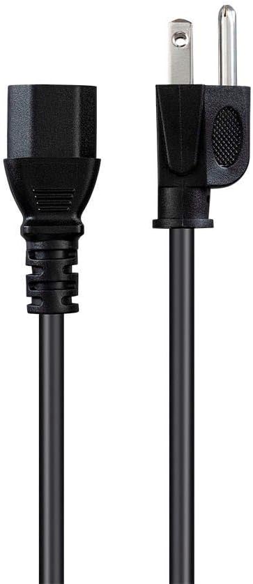 Monoprice Power Cord - NEMA 5-15P to IEC 60320 C13, 18AWG, 10A/1250W, 125V, 3-Prong, 8ft, Black...
