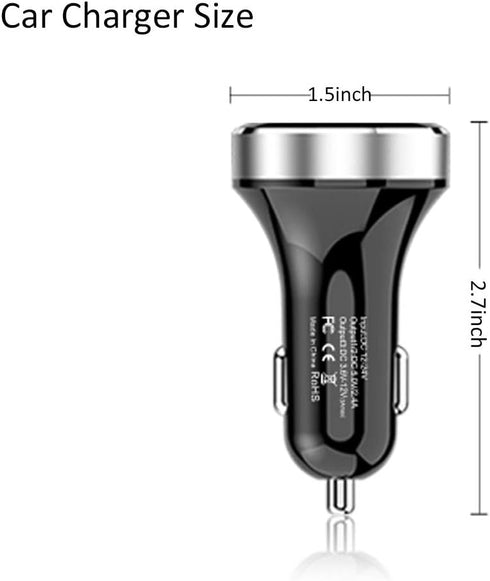 LIHAN 3 USB Car Charger,12V/24V Voltage Meter, QC3.0 Output 4.8A, Cigarette Lighter Plug Adapter Compatible with iPhone,iPad, Samsung, USB Chargin...