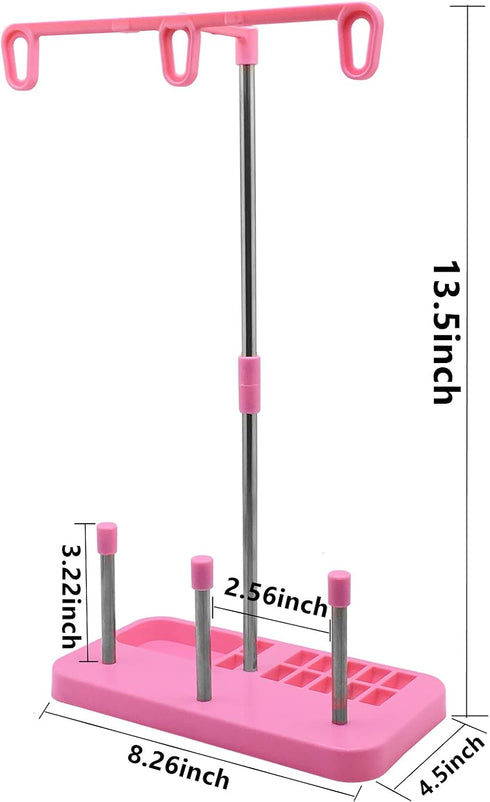 YEQIN Thread Spool Holder Stand- 3 Spools Holder for Domestic (Home-Base) Embroidery and Sewing Machines - Four Colors for Choices (Pink)...