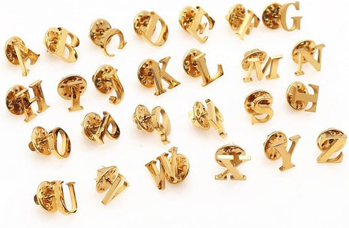 A-Z Initial Pins 26 Letters Pins 18K Gold Plated and Silver Tone Metal Brooch Breastpin Badge...