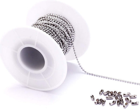 Tiparts 30 Feet Stainless Steel Ball Chains Necklace with 20pcs Connectors Clasps,Silver Beads Chain Sets (Chain Width 1.5mm+20pcs connectors)...