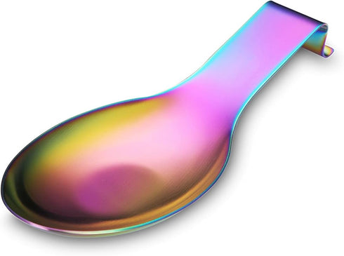 Matte Rainbow Spoon Rest, Stainless Steel Holder for Stove Top, Kitchen Utensils for Ladles, Tongs, Spatula, Pot Lid, Dishwasher Safe (1PC-9.5 Inc...