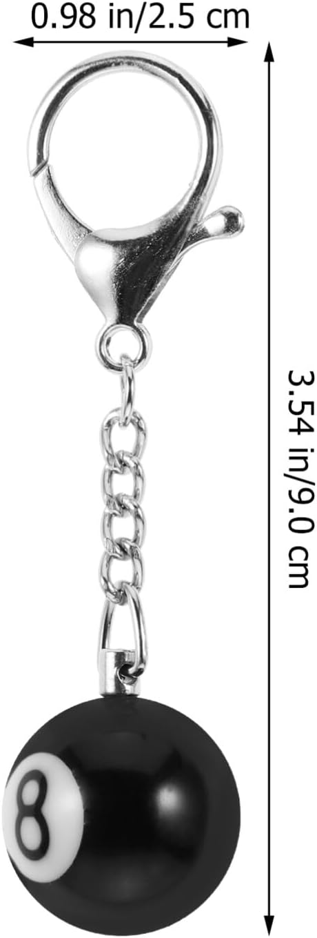 Billiard Ball Keychain Billiards Ball Keyring Charms Mini Pool Ball Hanging Keychain Pendant Lucky Number 8 Resin Billiard Ball Keyring for Pool P...