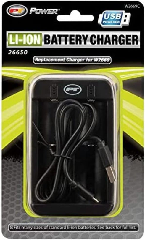 Performance Tool W2669C - Fast and Safe Home and Travel Charger for Standard Lithium Ion Batteries, Compatible with Various Models...
