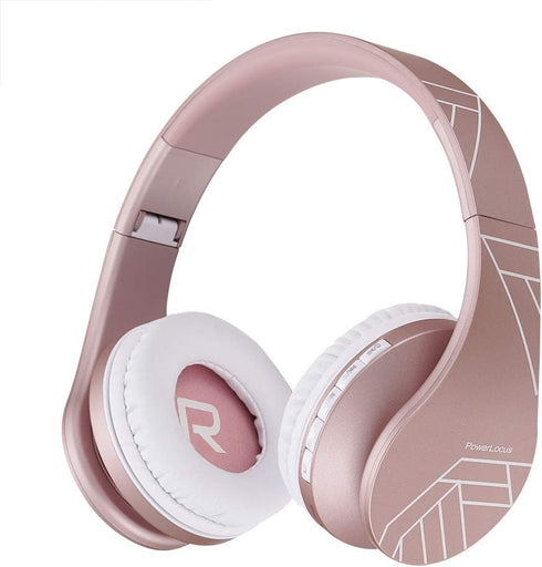 PowerLocus Bluetooth Headphones Over Ear, Bluetooth Headphone Rose Gold, Wireless Headphones Foldable, Hi-Fi Stereo, Soft Memory Foam Earmuffs, Bu...