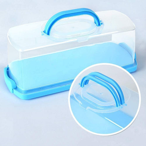 2 Pack Plastic Loaf Cake Storage Container, Bread Keeper for Carrying and Storing Banana Bread, Pumpkin Bread (Blue)...