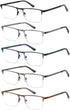 EYECEDAR Blue Light Blocking Reading Glasses for Men Computer Eyeglasses Metal Half Frame Spring Hinges 5 Pack Readers 1.75...