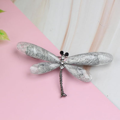 3Pcs Color Dragonfly Brooch Creative Bag Sweater Pin Brooches Insect Gift Dark green Rose red Gray white...