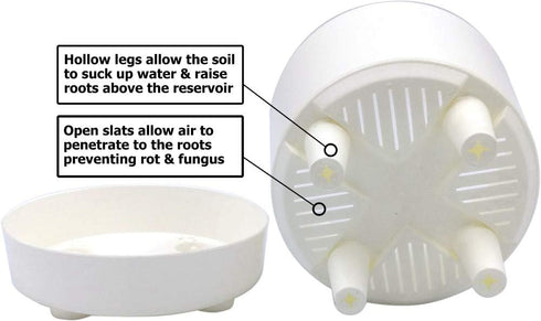 HBServices USA 8" Self Watering + Self Aerating High Drainage Deep Reservoir Round Plant Pot, Maintains Healthy Roots, for Indoor & Outdoor & Wind...