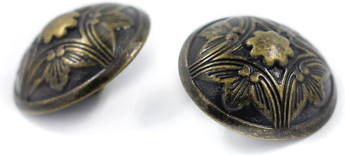 Bezelry 12 Pieces Embossed Flower Domed Metal Shank Buttons. 21mm (13/16 inch) (Antique Brass)...