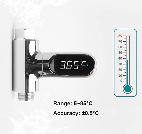 Shower Thermometer Led Digital Display Baby Bath Water Fahrenheit Celsius Thermometer 360°Rotating Screen for Home Bathroom Kitchen (Silver)...