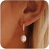 CHESKY Pearl Hoop Earrings for Women, Trendy 14k Gold Plated Hoop Earrings Chunky Pearl Drop Earrings for Women Hypoallergenic Gold Pearl Dangle H...